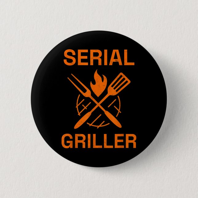 Serial Griller Grilling Bbq Grill Master Smoker Co 6 Cm Round Badge (Front)