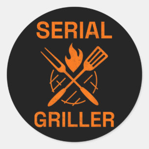 Serial Griller Grilling Bbq Grill Master Smoker Co Classic Round Sticker