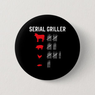 Serial Griller Grilling Grillmaster Rbecue Bbq 6 Cm Round Badge