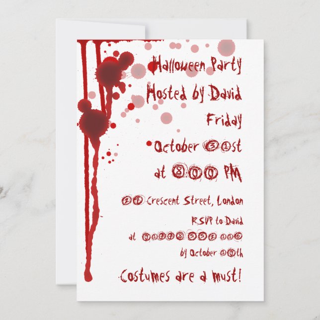 Serial Killer Halloween Party Invitation (Back)