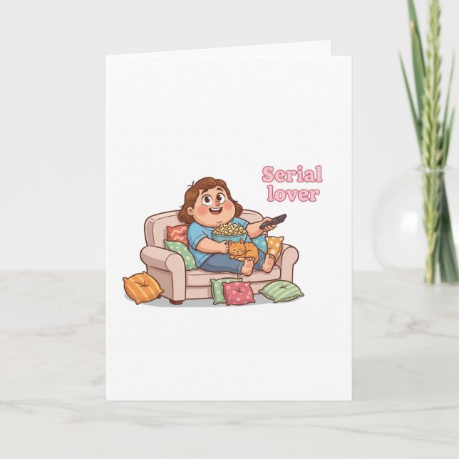 Serial Lover Cute Card – Cosy Night with Cat (Front)
