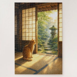 series_3_2|Morning Tatami Tabby Cat Japanese Art Jigsaw Puzzle