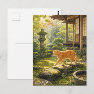 series_3_5|Kyoto Garden Tabby Cat Japanese Art Postcard