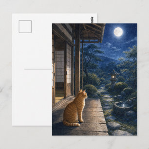 series_3_9|Moonlight Veranda Tabby Cat Japan Art Postcard