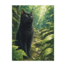 series_4_2|Summer Forest Black Cat Japanese Art
