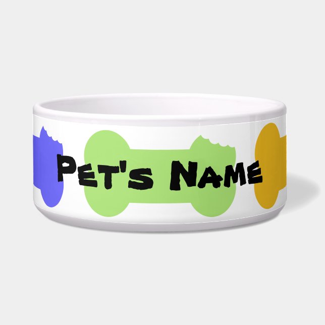 Series Chewed Bones Personalised Dog Bowl 2 (Front)