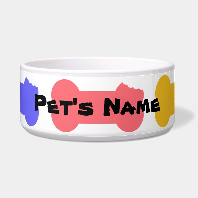 Series Chewed Bones Personalised Dog Bowl 3 (Front)