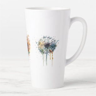 series of colourful watercolor dandelions latte mug