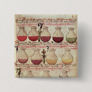 Series of flagons for urine analysis 15 cm square badge