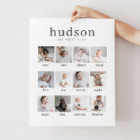 Serif 1st Year 12 Photo Collage with Months Poster