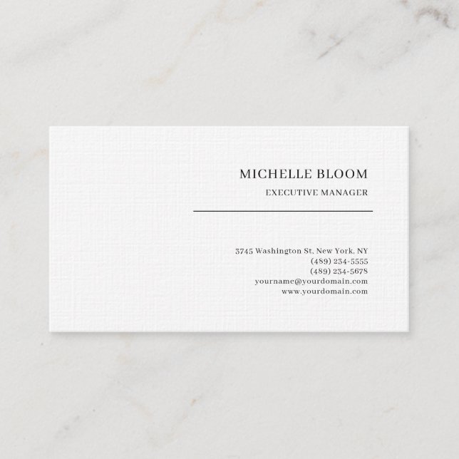 Serif Font Plain Simple Professional Minimalist Business Card (Front)