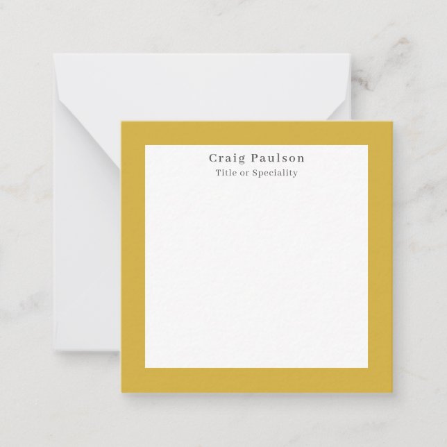Serif Font Simple Professional Plain Gold White Card (Front)