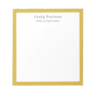 Serif Font Simple Professional Plain Gold White Notepad