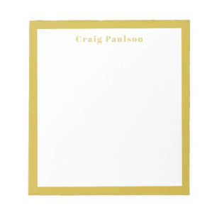 Serif Font Simple Professional Plain Gold White Notepad