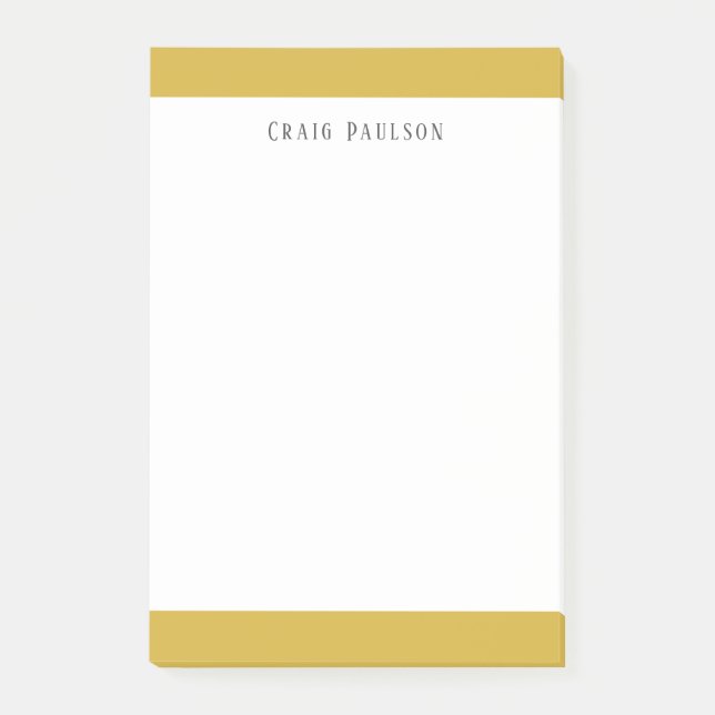 Serif Font Simple Professional Plain Gold White Post-it Notes (Front)