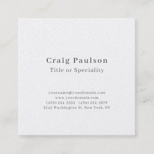 Serif Font Simple Professional Plain Premium Pearl Square Business Card