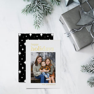 Serif Happy Holidays Photo Foil Holiday Card