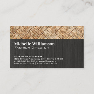 Serif Monogram   Black Texture   Woven Business Card