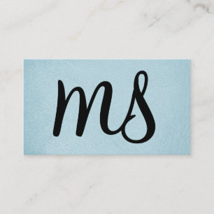 Serif   Monogram   Light Blue Business Card