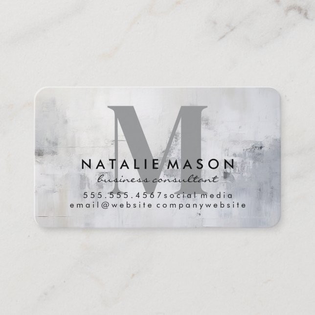 Serif Monogram | Texture Wall Background Business Card (Front)