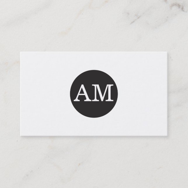 Serif Type Monogram Black Circle Business Card (Front)