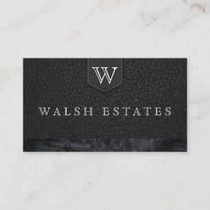Serif Type Monogram / Leather Background Business Card