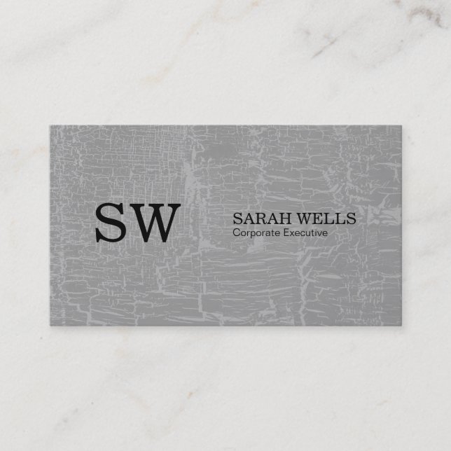 Serif Type Monogram / Marbled Grey Business Card (Front)