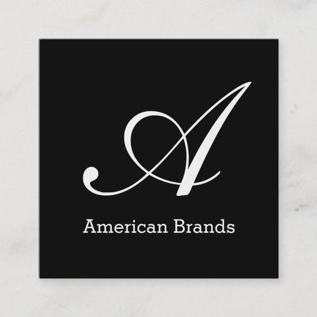 Serif Type Monogram (variation 3) Square Business Card (Front)