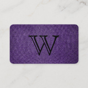 Serif Type White Monogram   Purple Fabric Texture Business Card