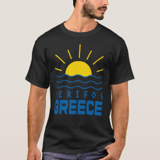 Serifos Greece Sunshine And Sea Men's Black T-Shirt