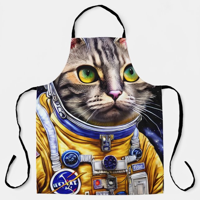 Serious Astronaut Cat Artwork Apron (Front)