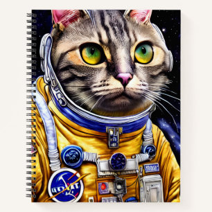 Serious Astronaut Cat Artwork Notebook