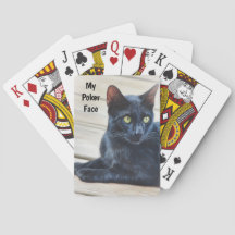 Serious Black Cat Face Poker Face Playing Cards