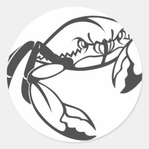 Serious Blue Crab in Black and White Classic Round Sticker