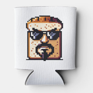 Serious Bread - Funny Pixel Art Retro Character Can Cooler
