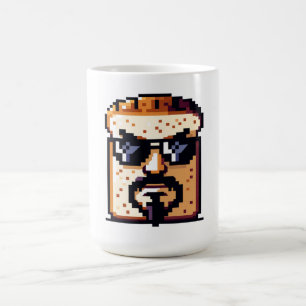 Serious Bread - Funny Pixel Art Retro Character Coffee Mug