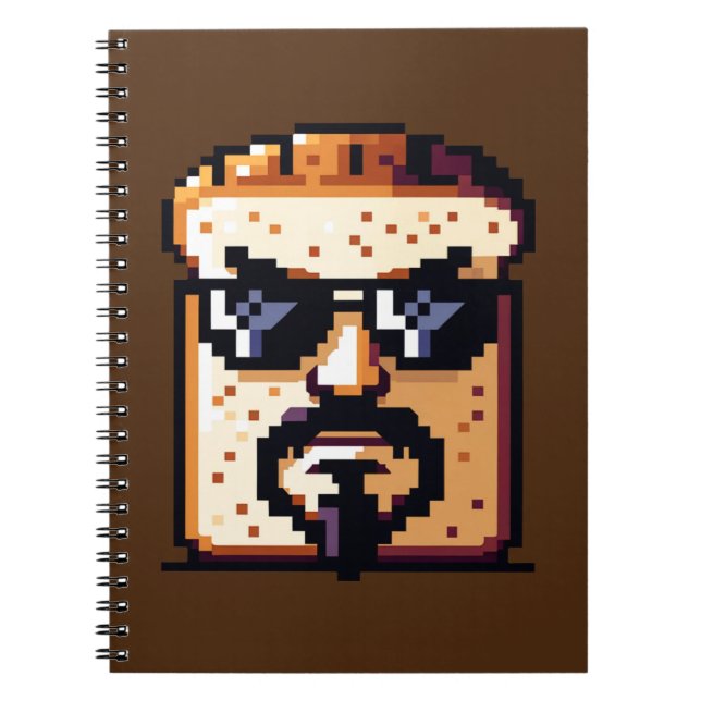 Serious Bread - Funny Pixel Art Retro Character Notebook (Front)