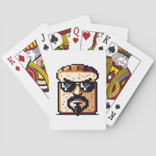 Serious Bread - Funny Pixel Art Retro Character Playing Cards