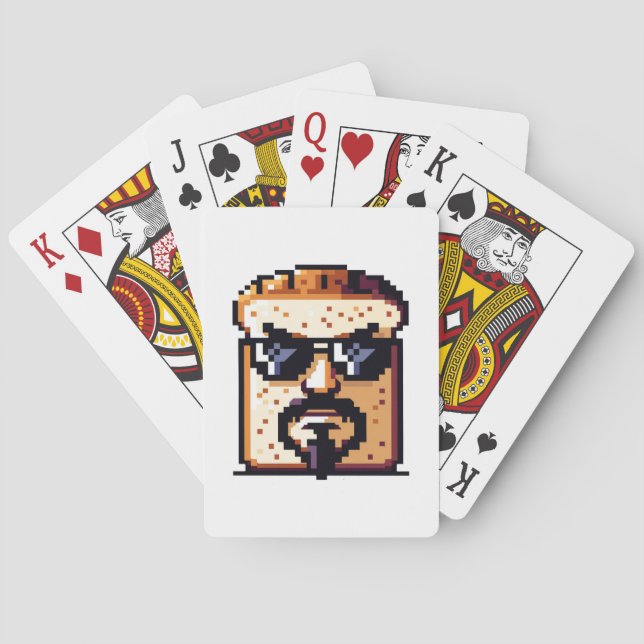 Serious Bread - Funny Pixel Art Retro Character Playing Cards (Back)