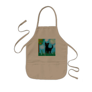 Serious cat kids apron