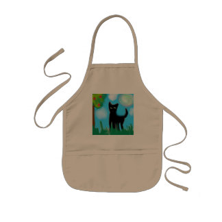 Serious cat  kids apron