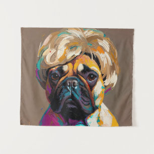 Serious Dog Oil Painting (#2) Tapestry