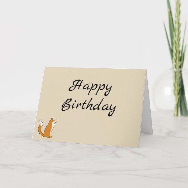 'Serious Fox' blank birthday card (Front)