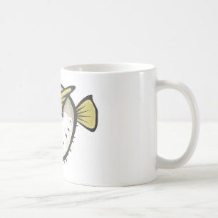 Serious Puffer Fish in Black and White Coffee Mug