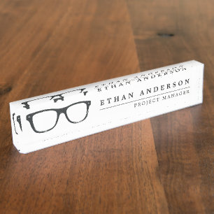 Serious Spectacles Funny Custom Name Nameplate