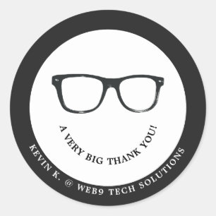 Serious Spectacles   Minimal Thank You Smile Classic Round Sticker
