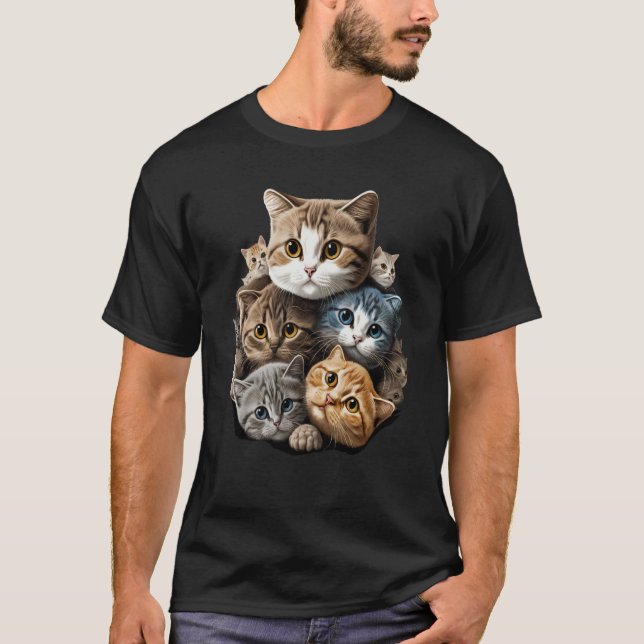 Seriously Cute Pile Of Cats And Kittens T-Shirt (Front)