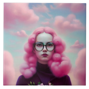 Seriously Pink Hair Ceramic Tile