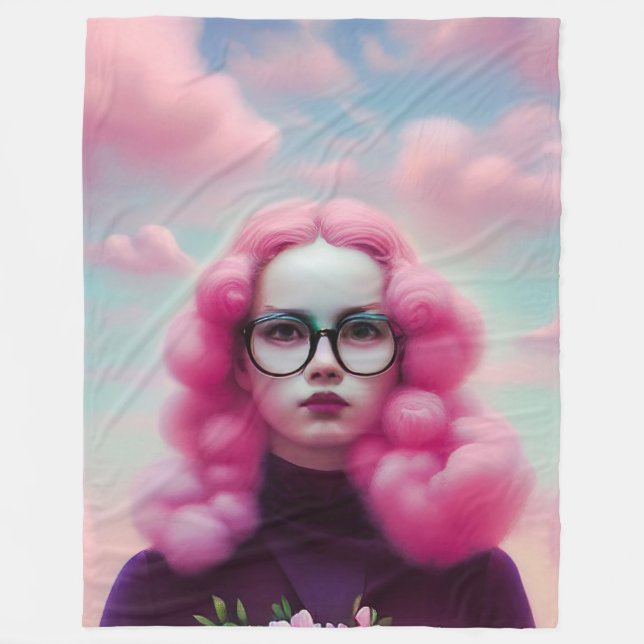 Seriously Pink Hair Fleece Blanket (Front)