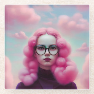 Seriously Pink Hair Glass Coaster